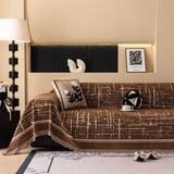Modern Couch Protector Blanket Woven Chenille Sofa Cover Throw with Artistic Grid - Ornate Home