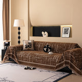 Modern Couch Protector Blanket Woven Chenille Sofa Cover Throw with Artistic Grid - Ornate Home