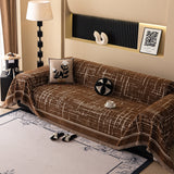 Modern Couch Protector Blanket Woven Chenille Sofa Cover Throw with Artistic Grid - Ornate Home