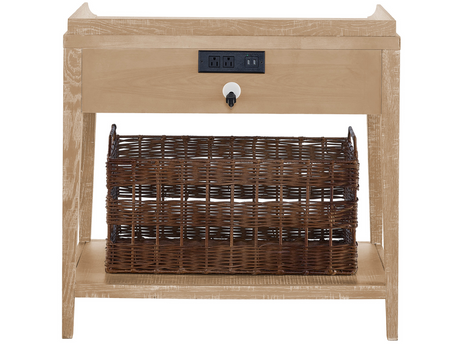 Modern Farmhouse Rustic Natural Oak Leg Nightstand - Ornate Home