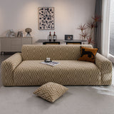 Modern Geometric Jacquard Sofa Slipcover, High Stretch 1-Piece Textured Couch Cover - Ornate Home