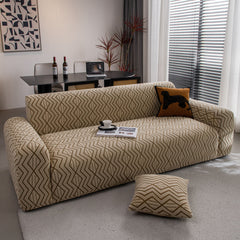 Modern Geometric Jacquard Sofa Slipcover, High Stretch 1-Piece Textured Couch Cover - Ornate Home