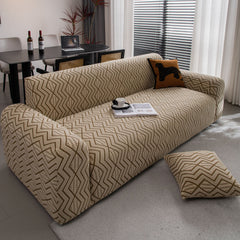 Modern Geometric Jacquard Sofa Slipcover, High Stretch 1-Piece Textured Couch Cover - Ornate Home