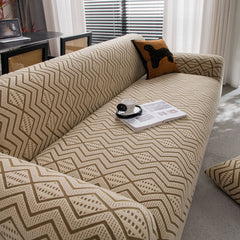 Modern Geometric Jacquard Sofa Slipcover, High Stretch 1-Piece Textured Couch Cover - Ornate Home