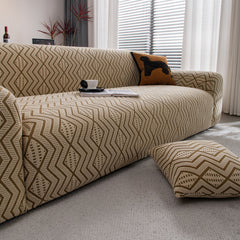 Modern Geometric Jacquard Sofa Slipcover, High Stretch 1-Piece Textured Couch Cover - Ornate Home