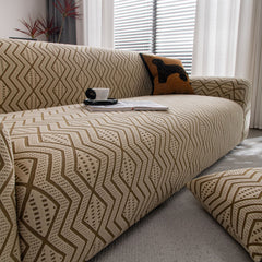 Modern Geometric Jacquard Sofa Slipcover, High Stretch 1-Piece Textured Couch Cover - Ornate Home