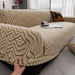 Modern Geometric Jacquard Sofa Slipcover, High Stretch 1-Piece Textured Couch Cover - Ornate Home