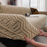 Modern Geometric Jacquard Sofa Slipcover, High Stretch 1-Piece Textured Couch Cover - Ornate Home