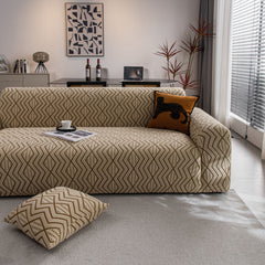 Modern Geometric Jacquard Sofa Slipcover, High Stretch 1-Piece Textured Couch Cover - Ornate Home