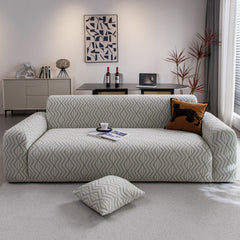 Modern Geometric Jacquard Sofa Slipcover, High Stretch 1-Piece Textured Couch Cover - Ornate Home