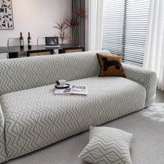 Modern Geometric Jacquard Sofa Slipcover, High Stretch 1-Piece Textured Couch Cover - Ornate Home