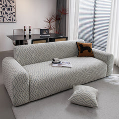 Modern Geometric Jacquard Sofa Slipcover, High Stretch 1-Piece Textured Couch Cover - Ornate Home