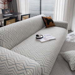 Modern Geometric Jacquard Sofa Slipcover, High Stretch 1-Piece Textured Couch Cover - Ornate Home
