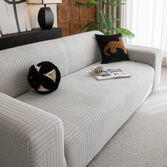 Modern Geometric Jacquard Spandex Slipcover, High Stretch Form Fitting Couch Cover - Ornate Home