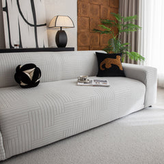 Modern Geometric Jacquard Spandex Slipcover, High Stretch Form Fitting Couch Cover - Ornate Home