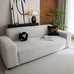 Modern Geometric Jacquard Spandex Slipcover, High Stretch Form Fitting Couch Cover - Ornate Home