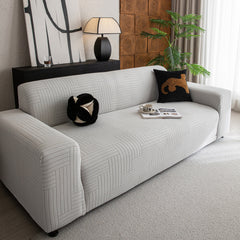 Modern Geometric Jacquard Spandex Slipcover, High Stretch Form Fitting Couch Cover - Ornate Home