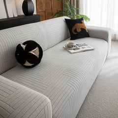 Modern Geometric Jacquard Spandex Slipcover, High Stretch Form Fitting Couch Cover - Ornate Home