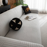 Modern Geometric Jacquard Spandex Slipcover, High Stretch Form Fitting Couch Cover - Ornate Home