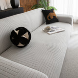 Modern Geometric Jacquard Spandex Slipcover, High Stretch Form Fitting Couch Cover - Ornate Home