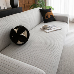 Modern Geometric Jacquard Spandex Slipcover, High Stretch Form Fitting Couch Cover - Ornate Home