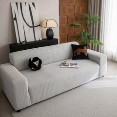 Modern Geometric Jacquard Spandex Slipcover, High Stretch Form Fitting Couch Cover - Ornate Home