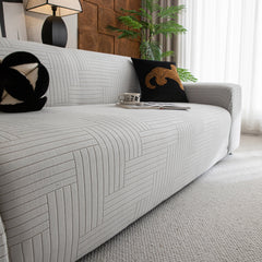 Modern Geometric Jacquard Spandex Slipcover, High Stretch Form Fitting Couch Cover - Ornate Home