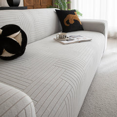 Modern Geometric Jacquard Spandex Slipcover, High Stretch Form Fitting Couch Cover - Ornate Home