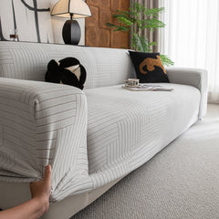 Modern Geometric Jacquard Spandex Slipcover, High Stretch Form Fitting Couch Cover - Ornate Home