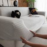 Modern Geometric Jacquard Spandex Slipcover, High Stretch Form Fitting Couch Cover - Ornate Home