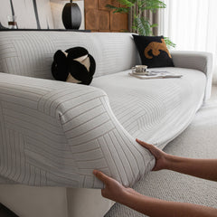 Modern Geometric Jacquard Spandex Slipcover, High Stretch Form Fitting Couch Cover - Ornate Home