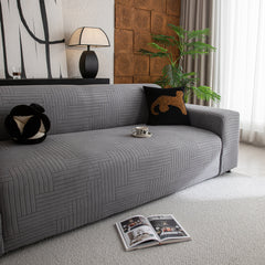 Modern Geometric Jacquard Spandex Slipcover, High Stretch Form Fitting Couch Cover - Ornate Home