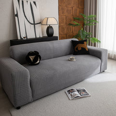 Modern Geometric Jacquard Spandex Slipcover, High Stretch Form Fitting Couch Cover - Ornate Home
