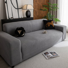 Modern Geometric Jacquard Spandex Slipcover, High Stretch Form Fitting Couch Cover - Ornate Home
