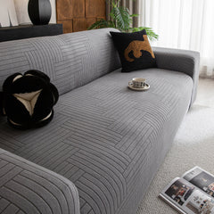 Modern Geometric Jacquard Spandex Slipcover, High Stretch Form Fitting Couch Cover - Ornate Home