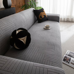 Modern Geometric Jacquard Spandex Slipcover, High Stretch Form Fitting Couch Cover - Ornate Home