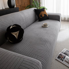 Modern Geometric Jacquard Spandex Slipcover, High Stretch Form Fitting Couch Cover - Ornate Home