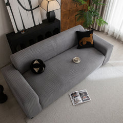 Modern Geometric Jacquard Spandex Slipcover, High Stretch Form Fitting Couch Cover - Ornate Home