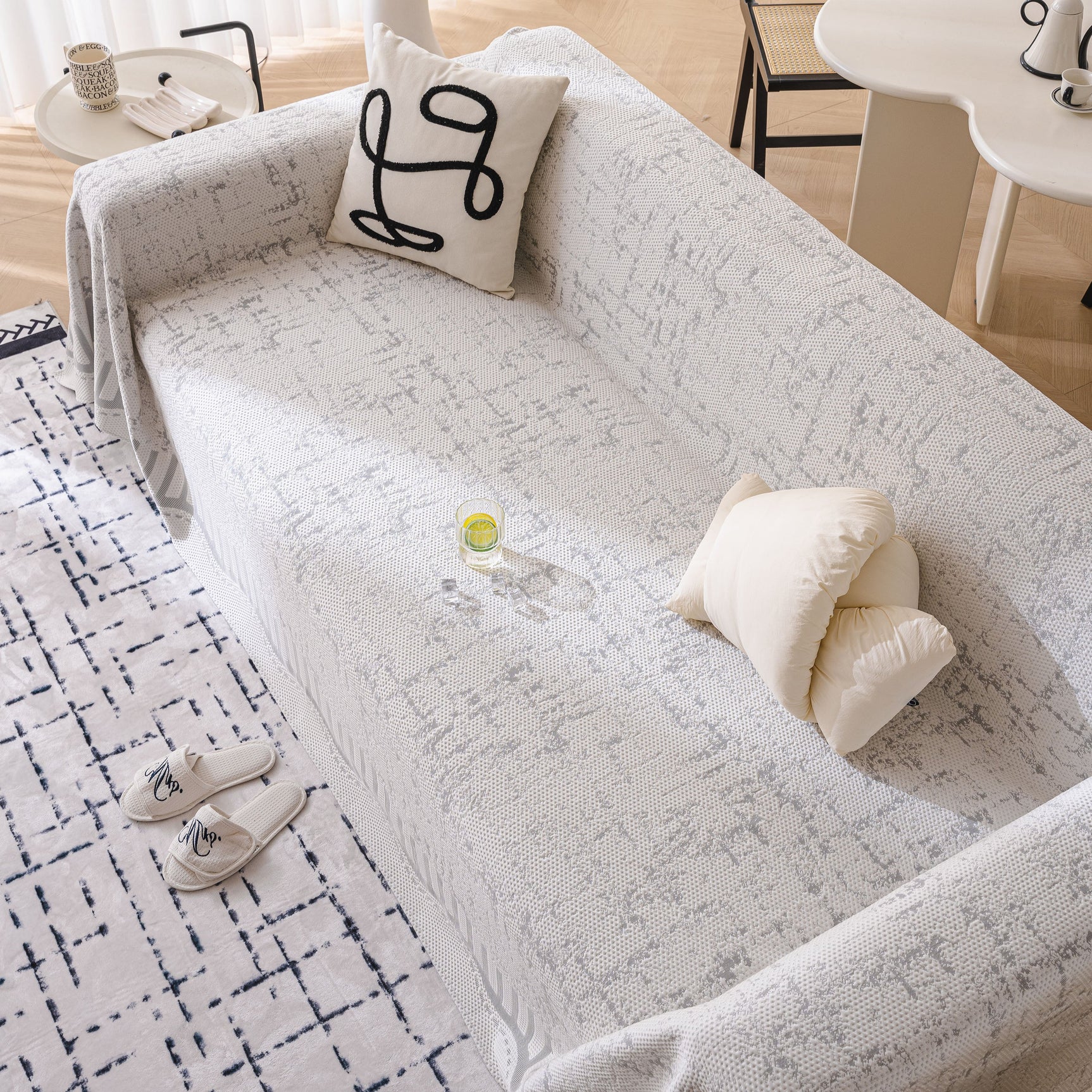 Modern Light Luxury Silky Smooth Couch Throw Protector, Washable Furniture Protector - Ornate Home