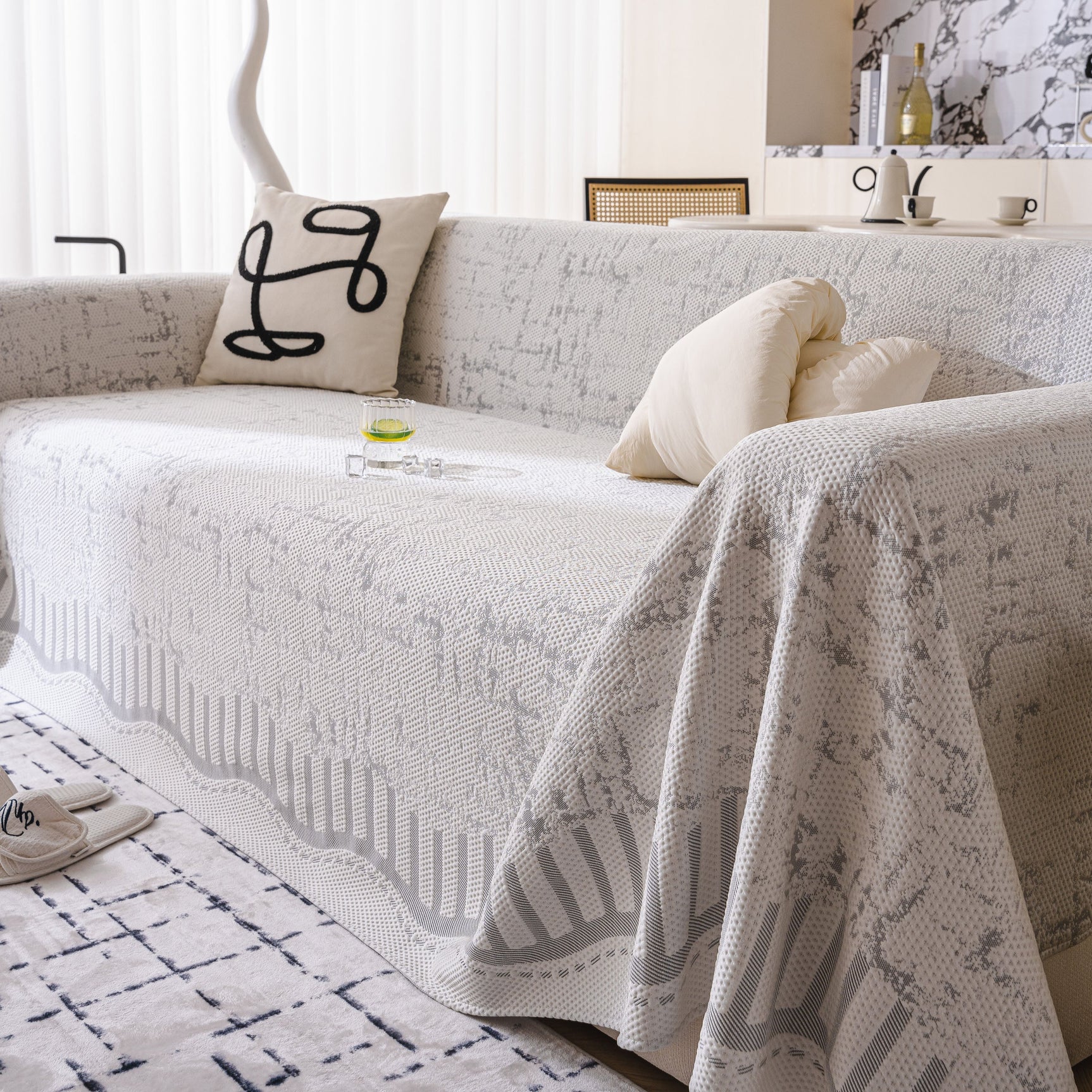 Modern Light Luxury Silky Smooth Couch Throw Protector, Washable Furniture Protector - Ornate Home