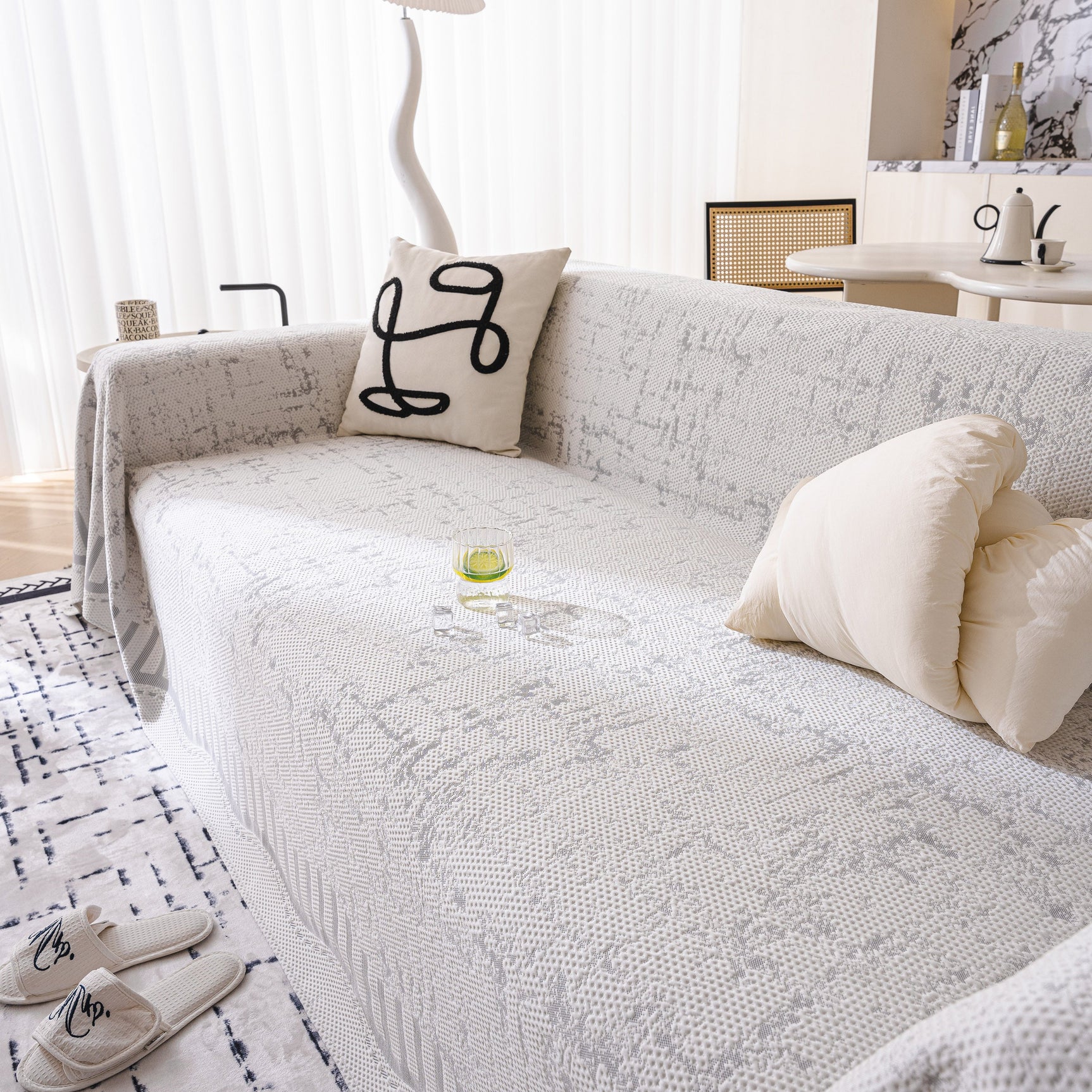 Modern Light Luxury Silky Smooth Couch Throw Protector, Washable Furniture Protector - Ornate Home