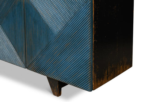 Modern Media Blue Low Wall Console For Tv - Ornate Home