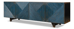 Modern Media Blue Low Wall Console For Tv - Ornate Home