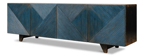 Modern Media Blue Low Wall Console For Tv - Ornate Home