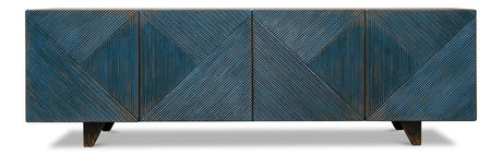 Modern Media Blue Low Wall Console For Tv - Ornate Home