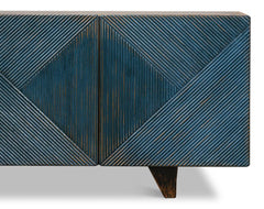 Modern Media Blue Low Wall Console For Tv - Ornate Home