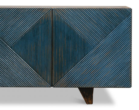 Modern Media Blue Low Wall Console For Tv - Ornate Home