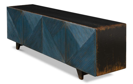 Modern Media Blue Low Wall Console For Tv - Ornate Home