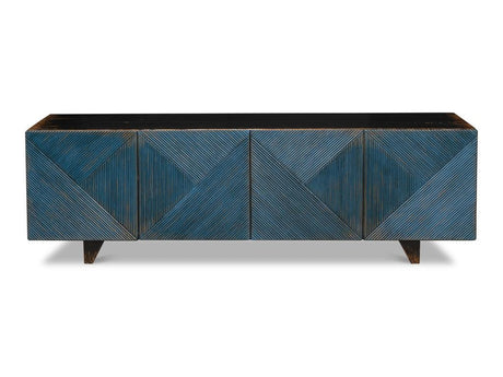 Modern Media Blue Low Wall Console For Tv - Ornate Home