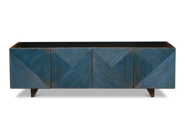 Modern Media Blue Low Wall Console For Tv - Ornate Home